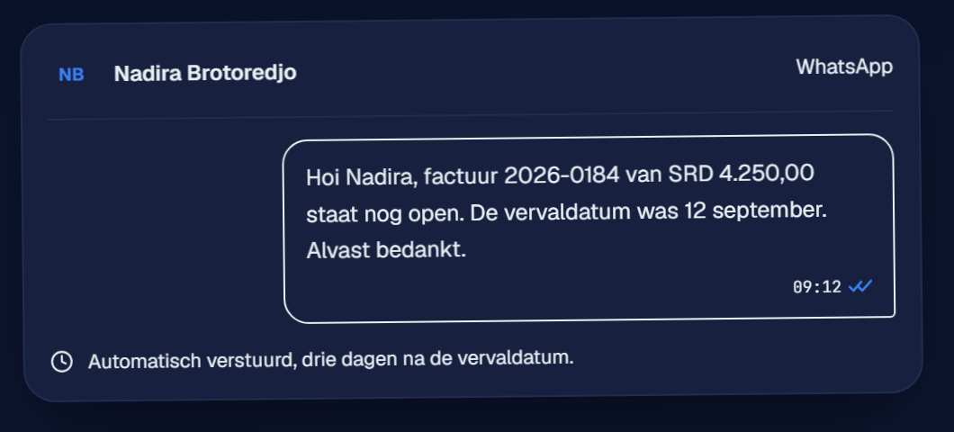 Automatische betalingsherinnering via WhatsApp